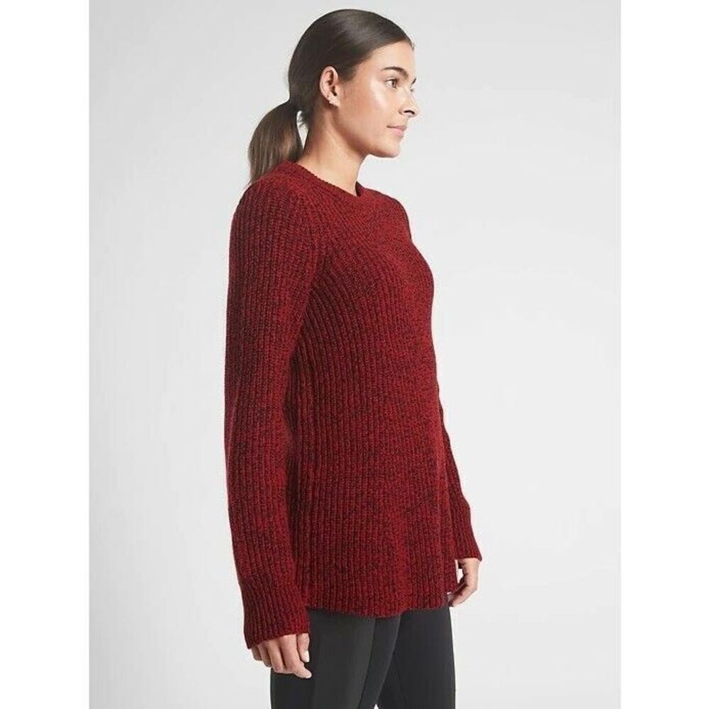 Athleta Sierra Crew Pullover Wool Blend Sweater in Red Small